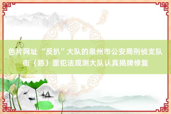 色片网址 “反扒”大队的泉州市公安局刑侦支队街（路）面犯法观测大队认真揭牌修复