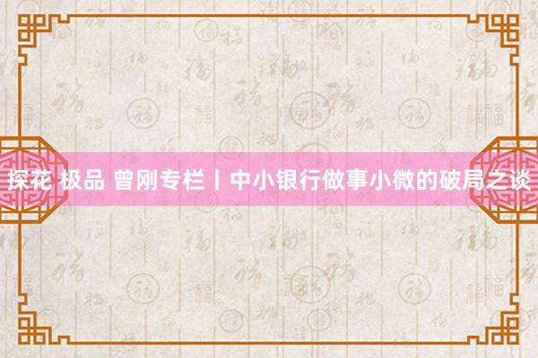 探花 极品 曾刚专栏丨中小银行做事小微的破局之谈