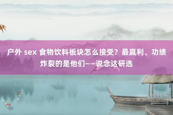 户外 sex 食物饮料板块怎么接受？最赢利、功绩炸裂的是他们——说念达研选