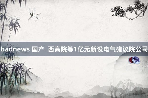 badnews 国产  西高院等1亿元新设电气磋议院公司