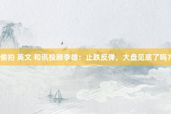 偷拍 英文 和讯投顾李雄：止跌反弹，大盘见底了吗？
